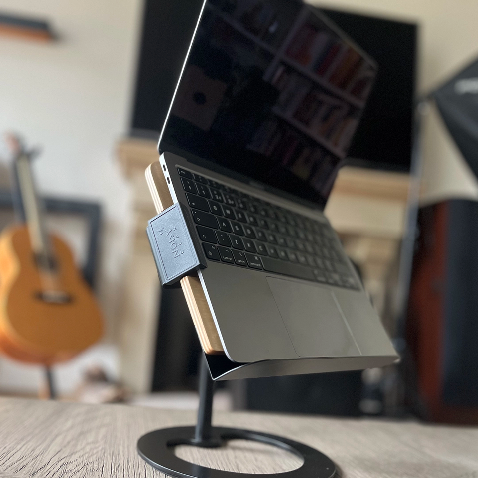 over vertical laptop holder for table