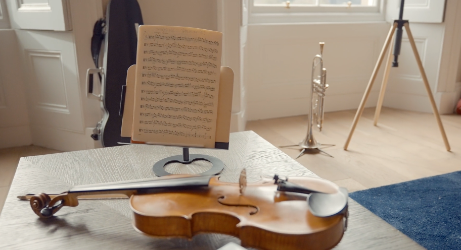 violin and table music stand
