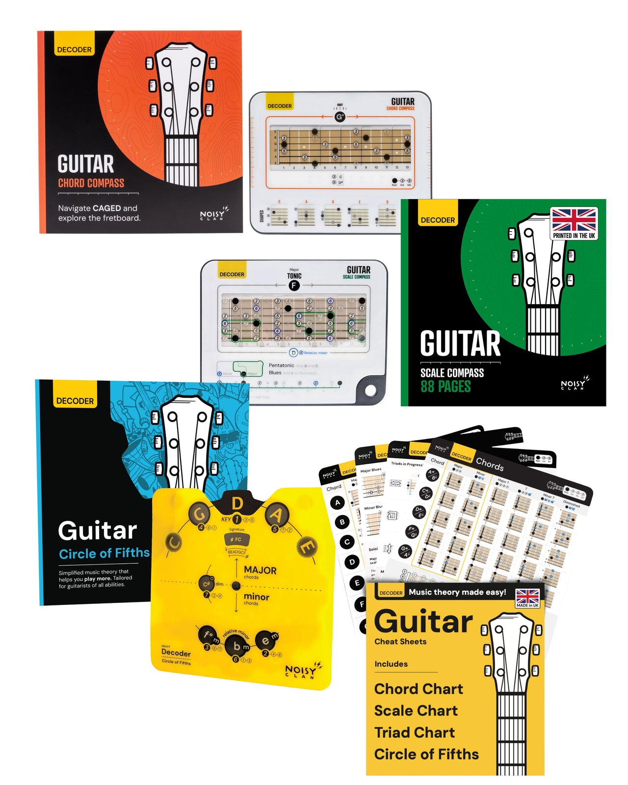 FBM - Guitar Bundle 4 (Cheat Sheets + COF + Scale & Chord Compass) Noisy Clan